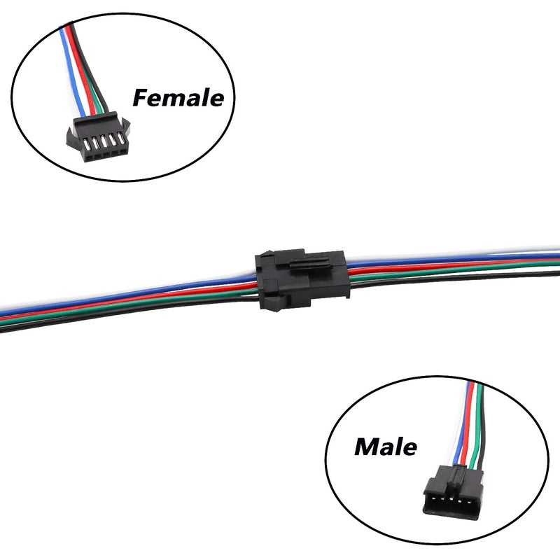 mxuteuk 20 Pairs 22 AWG JST SM Plug 5 Pin Male to Female LED Wire Connector Adapter Electrical Cable 150mm for 3528 5050 - Image 2